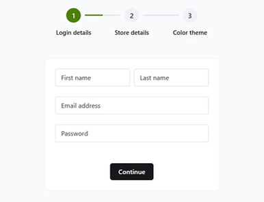 Create your ecommerce online store step - enter your store login details
